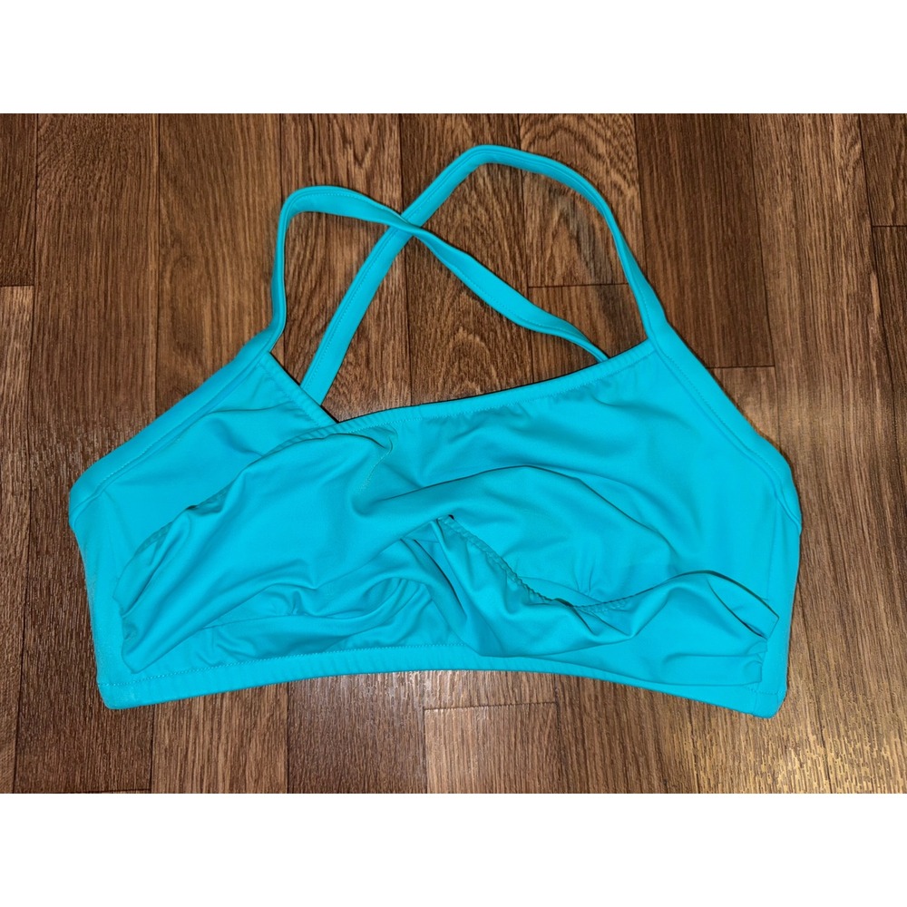 Venus Turquoise Twist Front Bikini Top Adjustable Cross Back‎ Swim Top Size DD